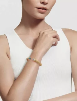 Cable Classics Bracelet In 18k Yellow Gold With Gold Domes And Pavé Diamonds