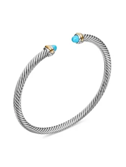 Cable Classics Bracelet In Sterling Silver With Turquoise And 18k Yellow Gold