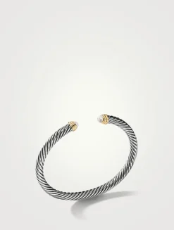 Cable Classics Bracelet In Sterling Silver With Pearls And 14k Yellow Gold