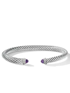 Cable Classics Bracelet In Sterling Silver With Black Onyx And Pavé Diamonds