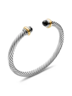 Cable Classics Bracelet In Sterling Silver With 14k Yellow Gold Domes