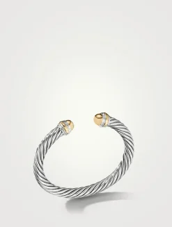 Cable Classics Bracelet In Sterling Silver With 14k Yellow Gold Domes