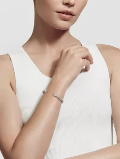 Cable Classics Bracelet In Sterling Silver With Hampton Blue Topaz And Pavé Diamonds