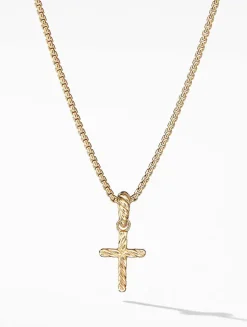 Cable Collectibles® Cross Amulet In 18k Yellow Gold With Pavé Diamonds