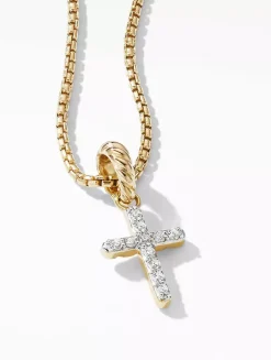 Cable Collectibles® Cross Amulet In 18k Yellow Gold With Pavé Diamonds