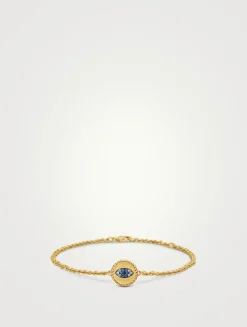 Cable Collectibles® Evil Eye Bracelet In 18k Yellow Gold With Pavé Sapphires And Diamonds, 2mm