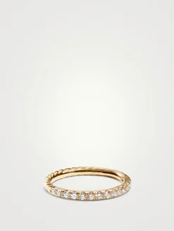 Cable Collectibles® Stack Ring In 18k Yellow Gold With Pavé Diamonds