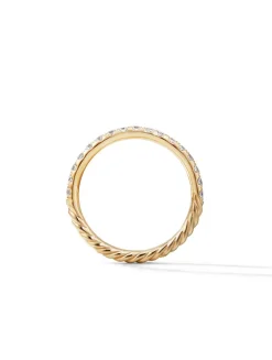 Cable Collectibles® Stack Ring In 18k Yellow Gold With Pavé Diamonds