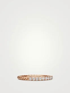 Cable Collectibles® Stack Ring In 18k Rose Gold With Diamonds, 2mm