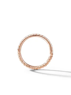 Cable Collectibles® Stack Ring In 18k Rose Gold With Diamonds, 2mm