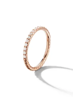 Cable Collectibles® Stack Ring In 18k Rose Gold With Diamonds, 2mm
