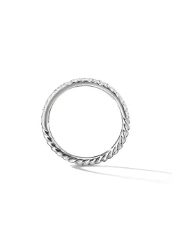 Cable Collectibles® Stack Ring In 18k White Gold With Pavé Diamonds