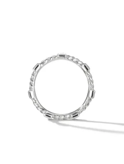 Cable Collectibles® Stations Stack Ring In 18k White Gold With Diamonds, 2mm