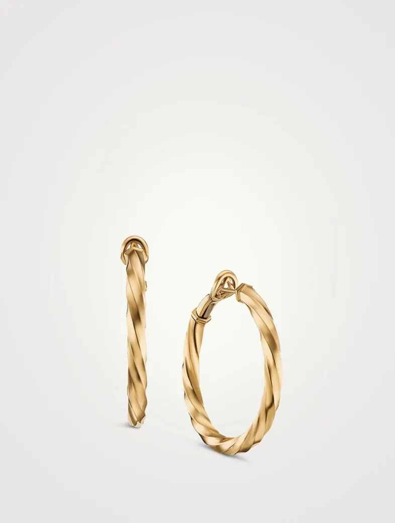 Cable Edge® Hoop Earrings In 18k Yellow Gold
