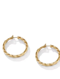 Cable Edge® Hoop Earrings In 18k Yellow Gold