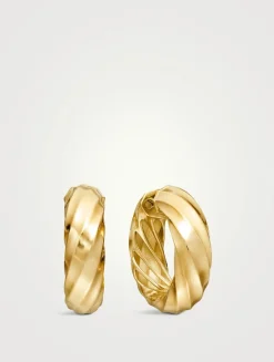 Cable Edge® Hoop Earrings In 18k Yellow Gold, 28.9mm
