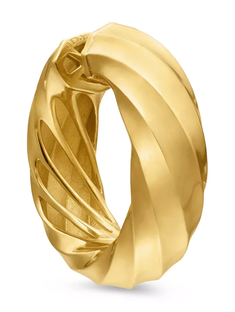 Cable Edge® Hoop Earrings In 18k Yellow Gold, 28.9mm