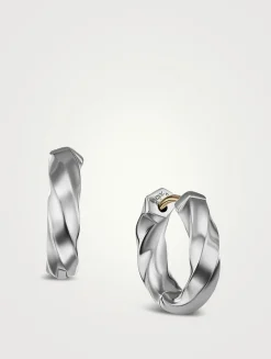 Cable Edge® Huggie Hoop Earrings In Sterling Silver