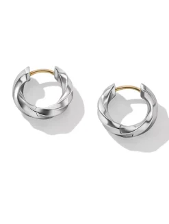 Cable Edge® Huggie Hoop Earrings In Sterling Silver