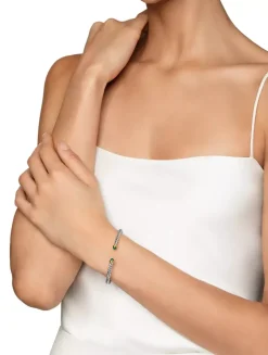 Cable Flex Bracelet In Sterling Silver With 14k Yellow Gold, 4mm