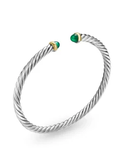 Cable Flex Bracelet In Sterling Silver With 14k Yellow Gold, 4mm