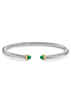 Cable Flex Bracelet In Sterling Silver With 14k Yellow Gold, 4mm