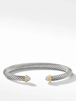 Cable Kids® Bracelet In Sterling Silver With 14k Yellow Gold Domes