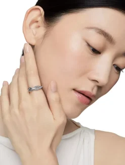 Cable Loop Band Ring In Sterling Silver With Pavé Diamonds