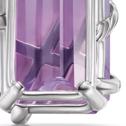 Cable Wrap Amulet In Sterling Silver With Lavender Amethyst And Diamonds, 31mm