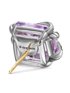 Cable Wrap Stud Earrings In Sterling Silver With Lavender Amethyst And Diamonds, 12mm