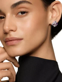 Cable Wrap Stud Earrings In Sterling Silver With Lavender Amethyst And Diamonds, 12mm