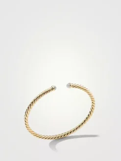 Cablespira® Bracelet In 18k Yellow Gold With Pavé Diamonds