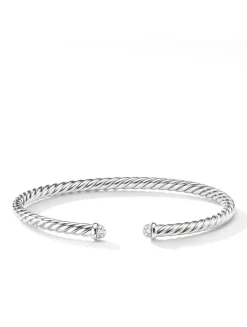 Cablespira® Bracelet In 18k White Gold With Pavé Diamonds