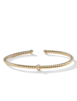 Cablespira® Station Bracelet In 18k Yellow Gold With Pavé Diamonds