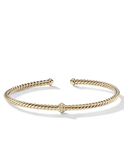 Cablespira® Station Bracelet In 18k Yellow Gold With Pavé Diamonds