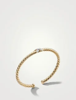 Cablespira® X Station Bracelet In 18k Yellow Gold With Pavé Diamonds