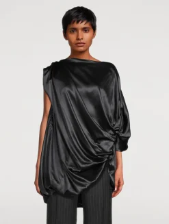 Calant Draped Satin Blouse