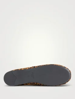 Calf Hair Mary Jane Ballet Flats In Leopard Print