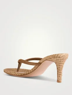 Calypso Suede And Raffia Thong Sandals