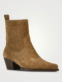 Cameron Embellished Suede Western Boots