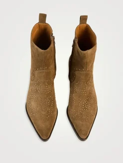 Cameron Embellished Suede Western Boots