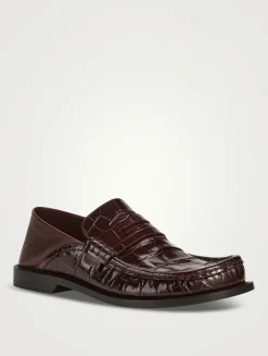 Campo Croc-Embossed Leather Penny Loafers