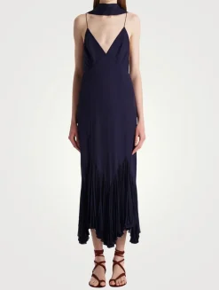 Candita Silk Georgette Slip Dress With Scarf