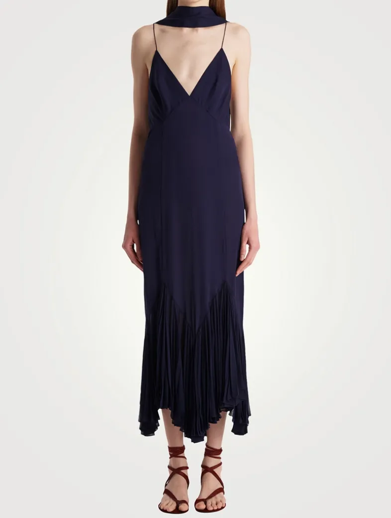 Candita Silk Georgette Slip Dress With Scarf