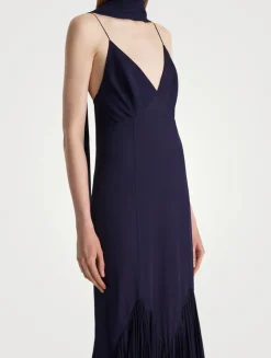 Candita Silk Georgette Slip Dress With Scarf