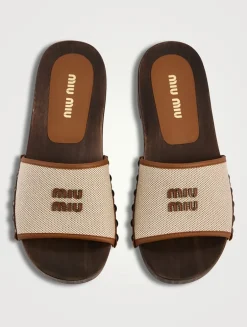 Canvas And Leather Clogs