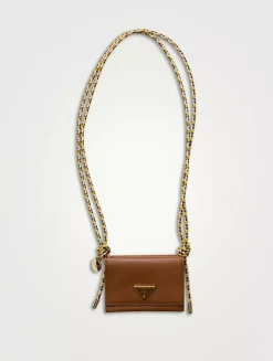 Card Holder With Leather Shoulder Strap