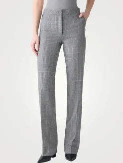 Carl Straight-Leg Trousers In Plaid Print