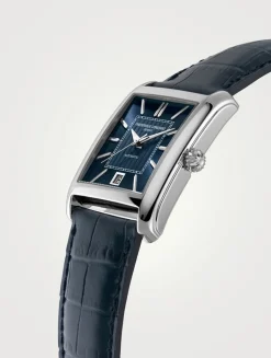 Carrée Stainless Steel Leather Strap Watch