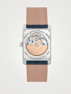 Carrée Stainless Steel Leather Strap Watch